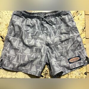 Vineyard Vines Gray Sailboat Print Swim Trunks